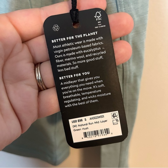 Allbirds Quarter Zip Pullover Natural Run Mid Layer Green Hush Athleisure Casual - Picture 9 of 12